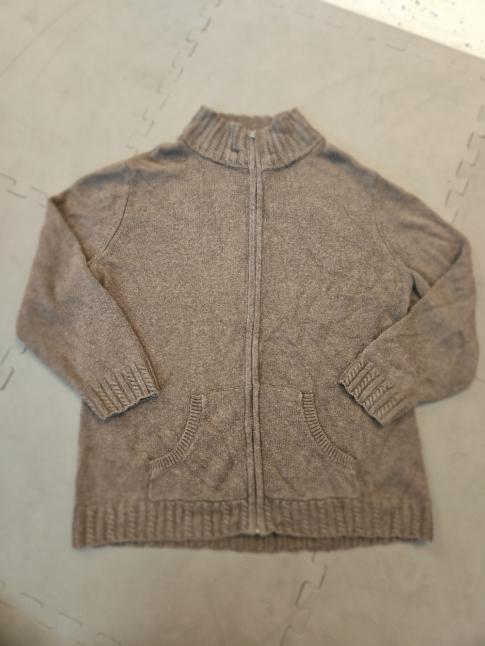 Banana Republic Brown Knit Zip Cardigan